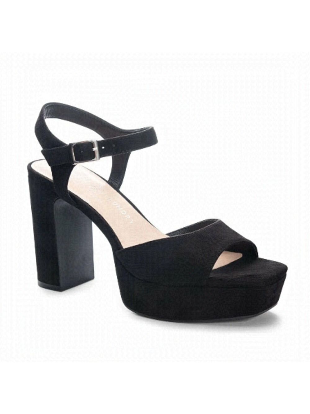Chinese Laundry BNWT "Teemara" ankle strap black platform suede sandal heel NEW